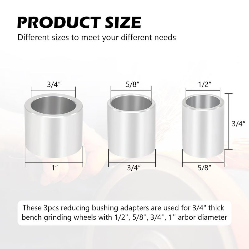 BLSGBUIDING Reducing Bushing Arbor Adapters 3/4" Thick from 1" to 3/4", 5/8", 1/2" Arbor Aluminum - S/3 - Image 2